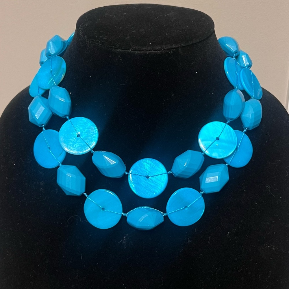 Long Beaded Turquoise Color Necklace